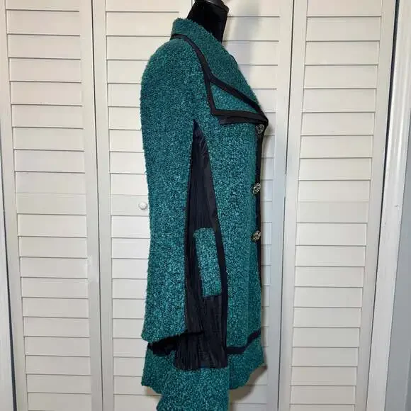 LINDI Teal Textured Art Jacket | Lagenlook Boutique Coat‎ - Picture 3 of 10